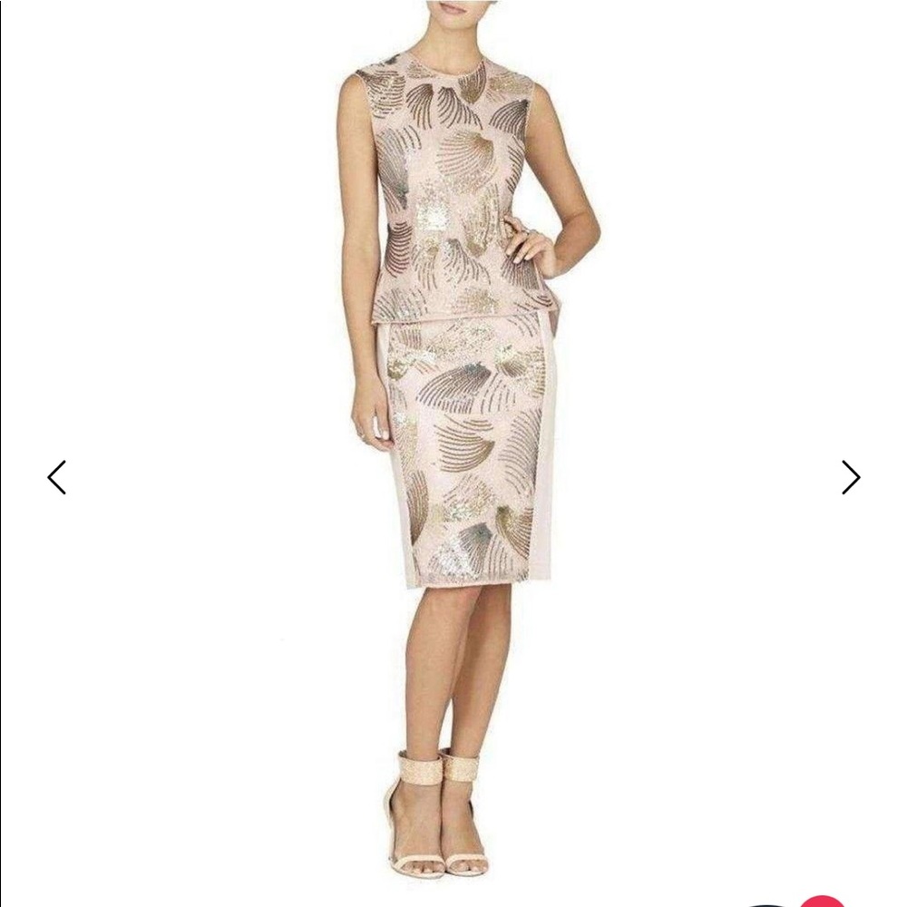 Super fun Bcbgmaxazria set.  Savanah peplum top, size S. Aideen skirt size XS.